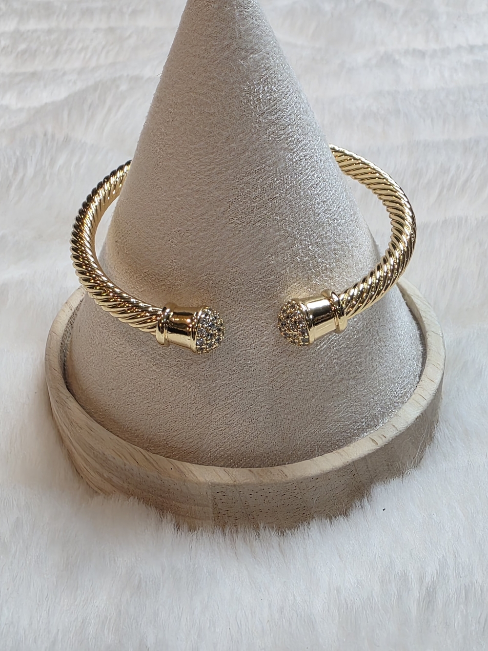 Gold-Tone Pave Cable Cuff Bracelet - Women Jewelry